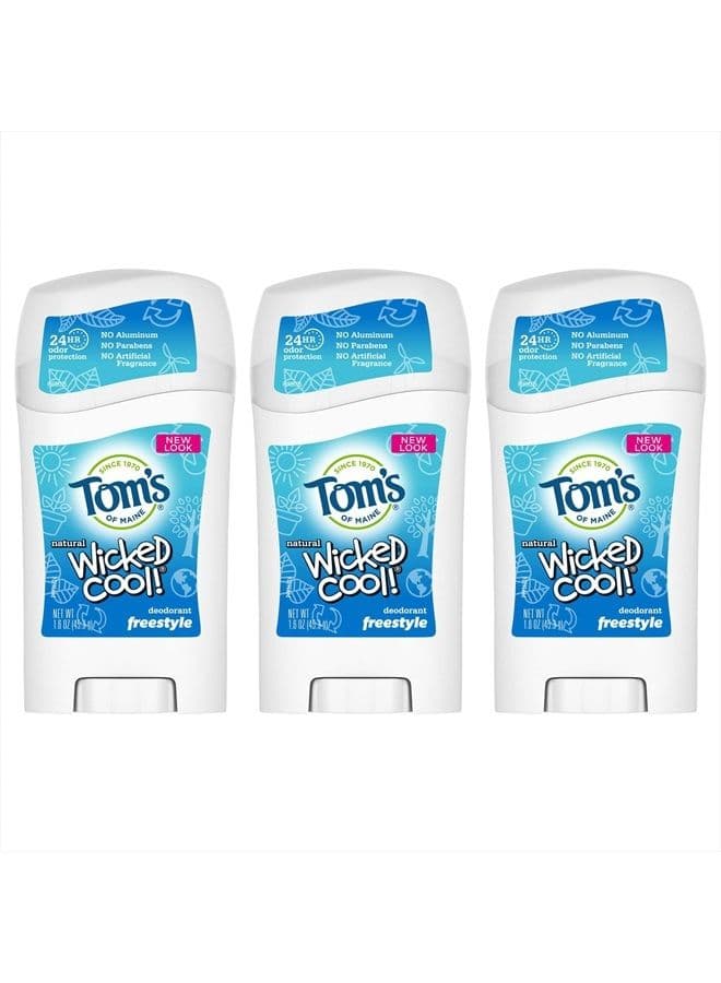 Aluminum-Free Wicked Cool! Natural Deodorant for Kids, Freestyle, 1.6 oz. 3-Pack (Packaging May Vary)