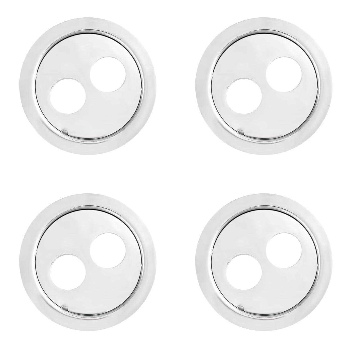NEW WARE Pack of 4 Round Stainless Steel Bathroom JaliTrap Floor Drain with Double Hole Jali with Chrome Finish Water Drain Locking Grating for DishwasherBathroom
