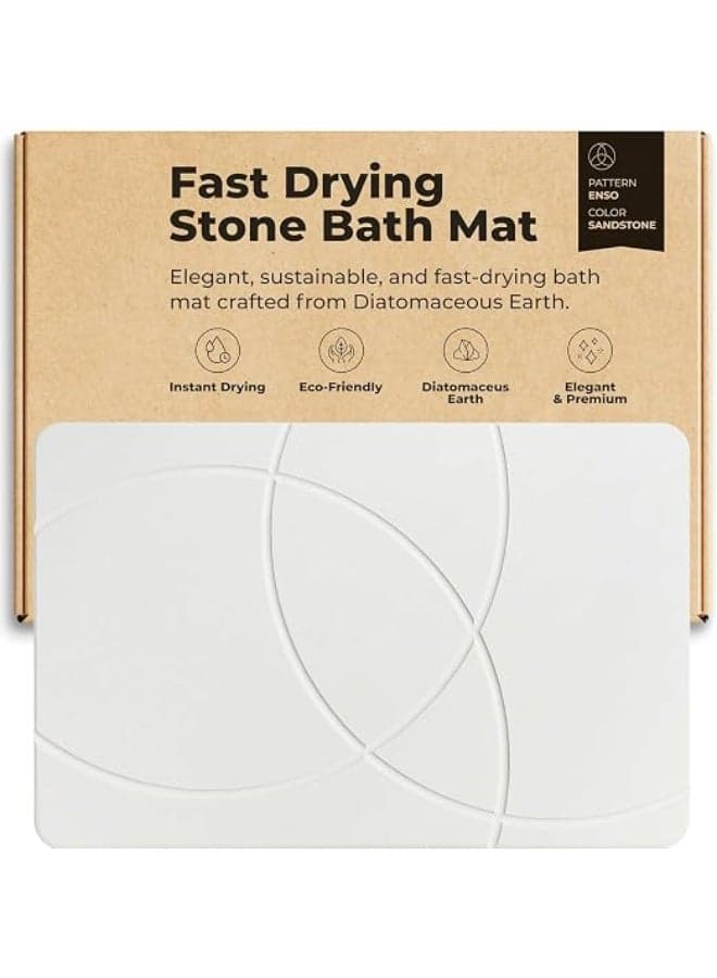 Stone Bath Mat, Diatomaceous Earth Non-Slip Stone Shower Mat - Quick Drying Absorbent Bath Mats for Bathroom - Elegant & Modern Design, Easy to Clean (23.5 x 15) - Sandstone
