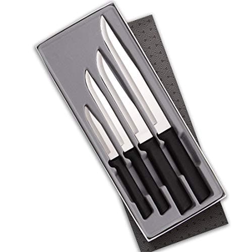 Rada Cutlery 4-Piece Wedding Register Knife Gift Set (G204), Stainless Steel Hollow Ground Blades, Made in USA, Black Handles