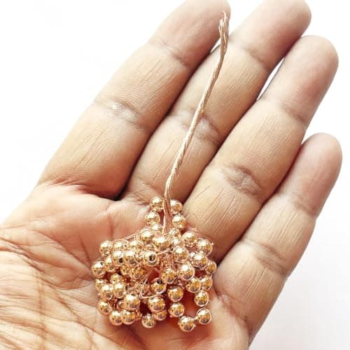 Adikala Handmade Small Pearl Bunch Zari Tassels for Jewelry, DIY Art & Craft Decoration, Fabric Fringe Beads for Decorating Art Crafting (25, Rose Gold)