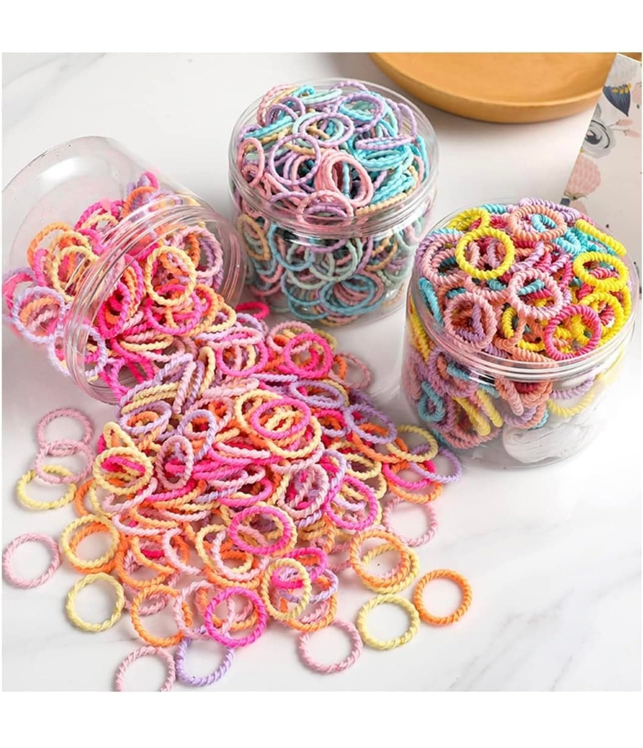 Colorful Elastic Rubber Bands Seamless Cotton Hair Bands for Women Girls and Kids Baby Versatile Hair Ties Ponytail Holders Headband Hair Accessories 100