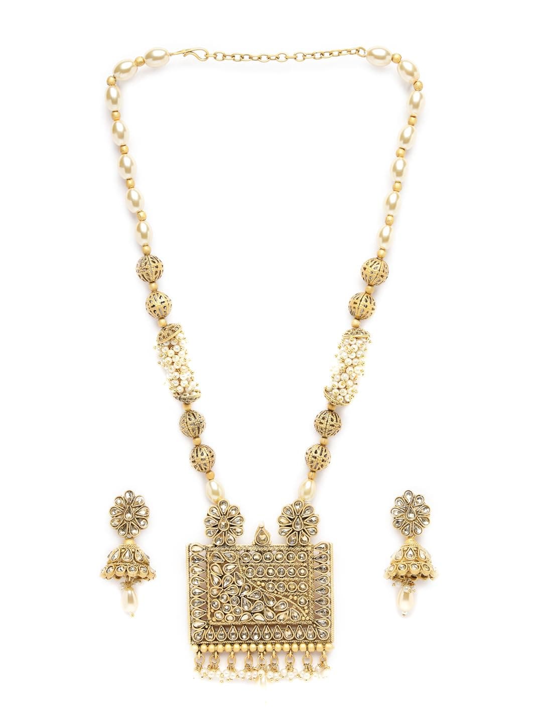 Adiva Latest Gold-Plated Kundan Stone Studded & Pearls Jewellery Set for Women, Traditional Stylish Jewellery Set for Women Party, Wedding, Bridal, Occasion, Festive