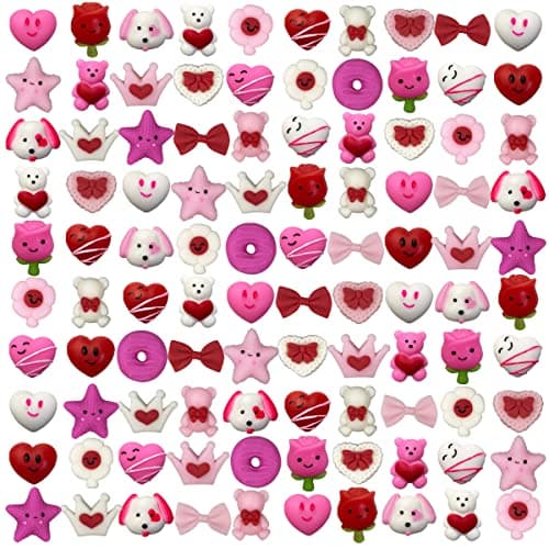 Anditoy 100 PCS Valentines Day Mochi Squishy Toys Squishies for Kids School Class Classroom Valentines Day Cards Gifts Prizes Party Favors