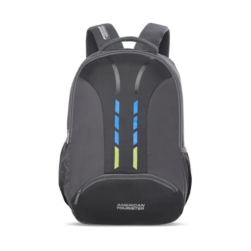 American Tourister Martt+ 01 | 28L Backpack | 17" Laptop Bag | 3.5 Compartments | Office & College Backpack for Men and Women | Rain Cover Included | Grey | 1 Year Global Warranty