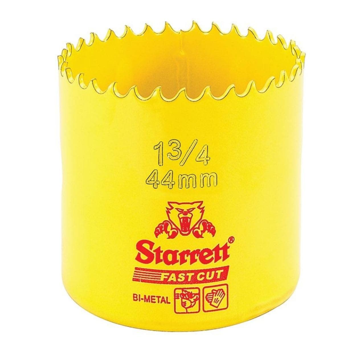 Starrett BiMetal Fast Cut Straight Pitch Hole Saw with Abrasion Resistant HSS Teeth Ideal for Cutting Metal Steel and Wood 134 Diameter 158 Depth FCH0134G