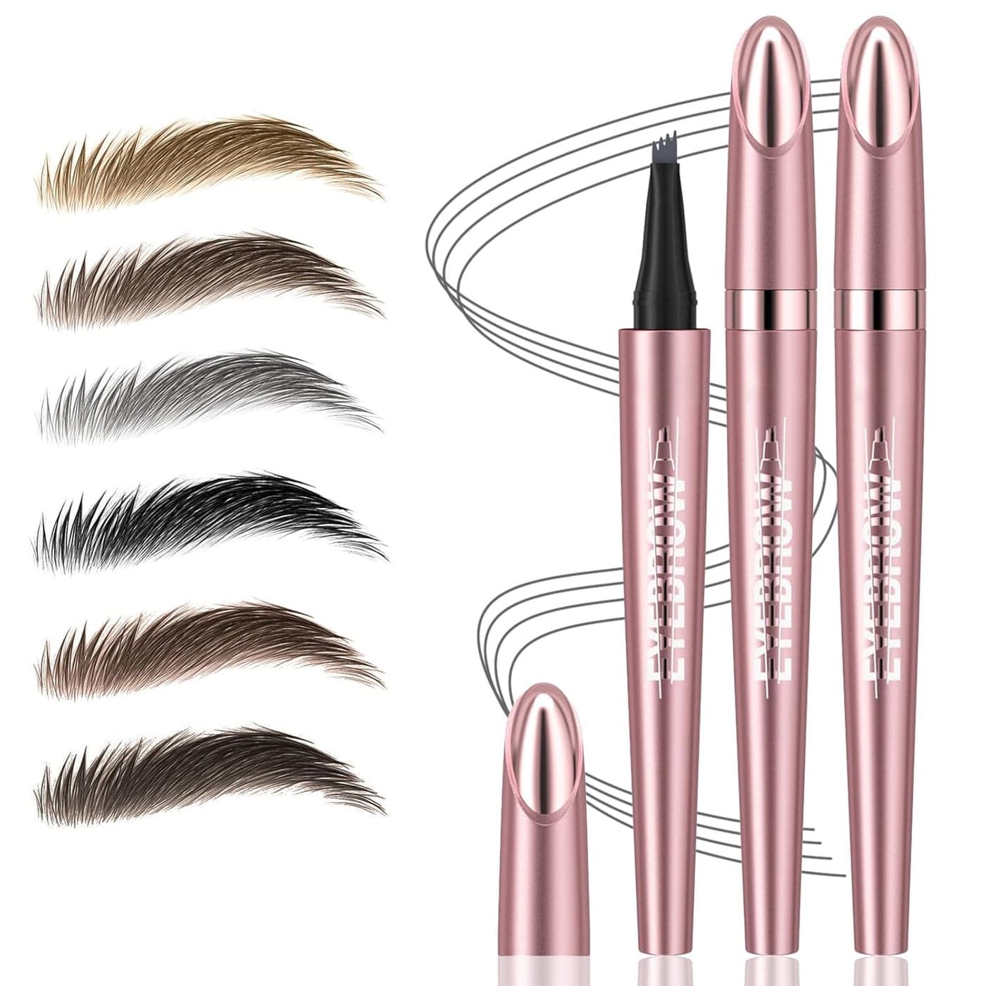 2Pcs Microblading Eyebrow Pen LongLasting Waterproof Eyebrow Pencil with 4ForkTip for 3D Realistic Brow Easily Create Natural HairLike Brow Last AllDay Eye Brow Pencils for Women Gray