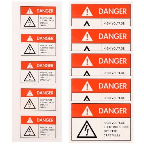 10Pcs Danger Warning Stickers High Voltage Warning Label Electrical Shock Hazard Vinyl Stickers for Factory Road(2.36x1.57inch)