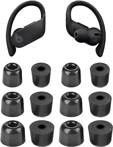 ALXCD Foam Ear Tips Compatible with Powerbeats Pro Headphone, 6 Pairs S/M/L 3 Sizes Soft Memory Foam Earbuds Tips Replacement Foam Tips, Compatible with Powerbeats Pro PB Pro 6 Pairs Black