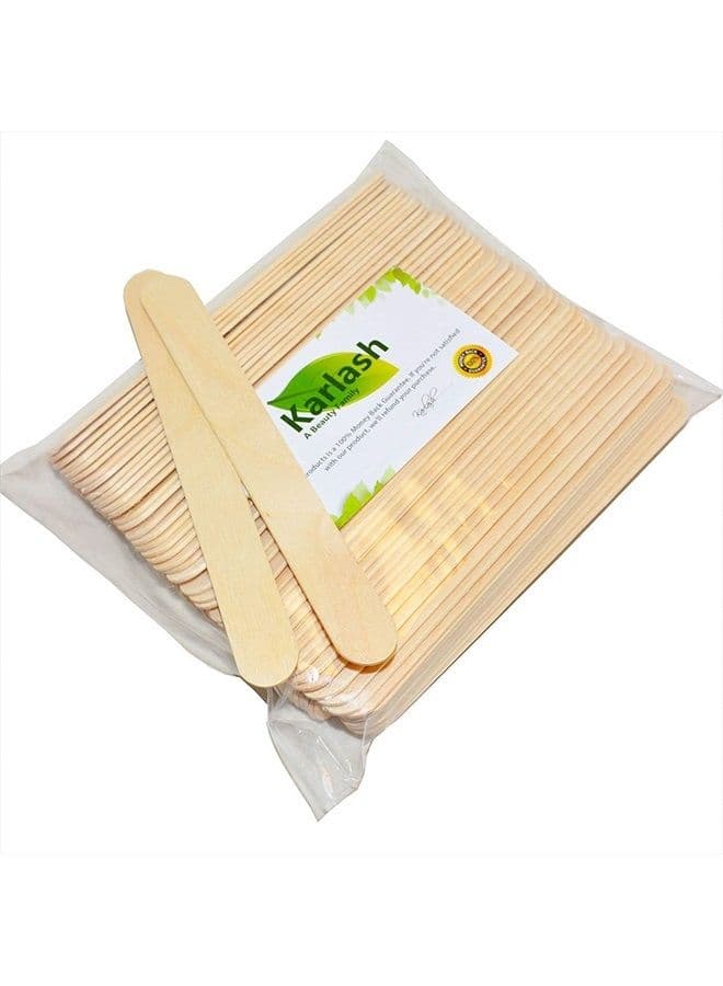 Large Wax Sticks, Wood Waxing Craft Sticks Spatulas Applicators for Hair Removal Eyebrow and Body (Pack of 100)