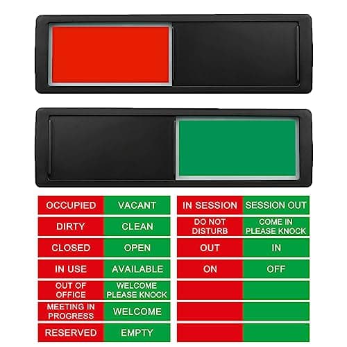 Letters Custom Privacy Door Sign,Vacant Occupied Sign, Do Not Disturb, On Off, Occupied for Bathroom, Out of Office Indicator, Meeting in Progress, In Use Available,Reserved Empty,In Out for Door-Black