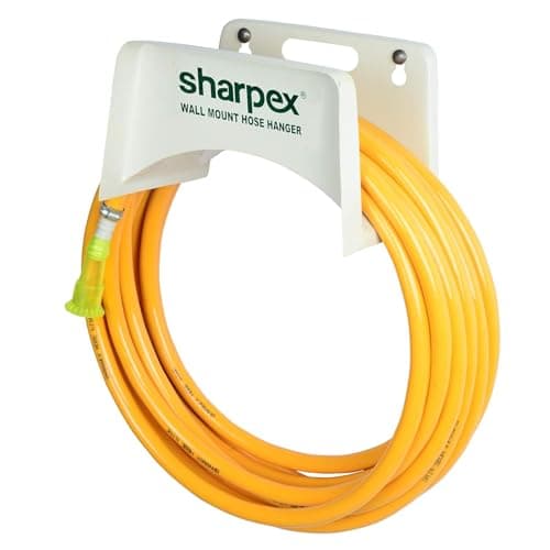 Sharpex DIY Hose Hanger for Garden Pipe - Garden Pipe Holder Wall Mounted for Garden, Hotel, Backyard and Outdoor - Heavy Duty Metal Wall Mount Hose Hanger Only (White)