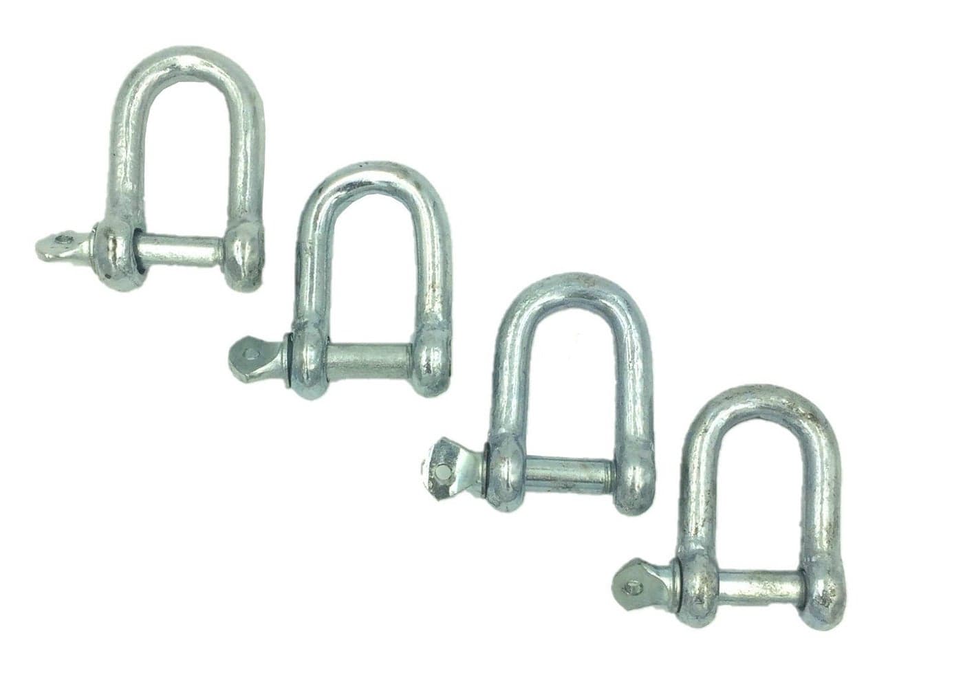 BRUFER GR-04 Galvanized Screw Pin Chain Anchor "D" Shackle (5/16" (8MM) - 4 Pack)