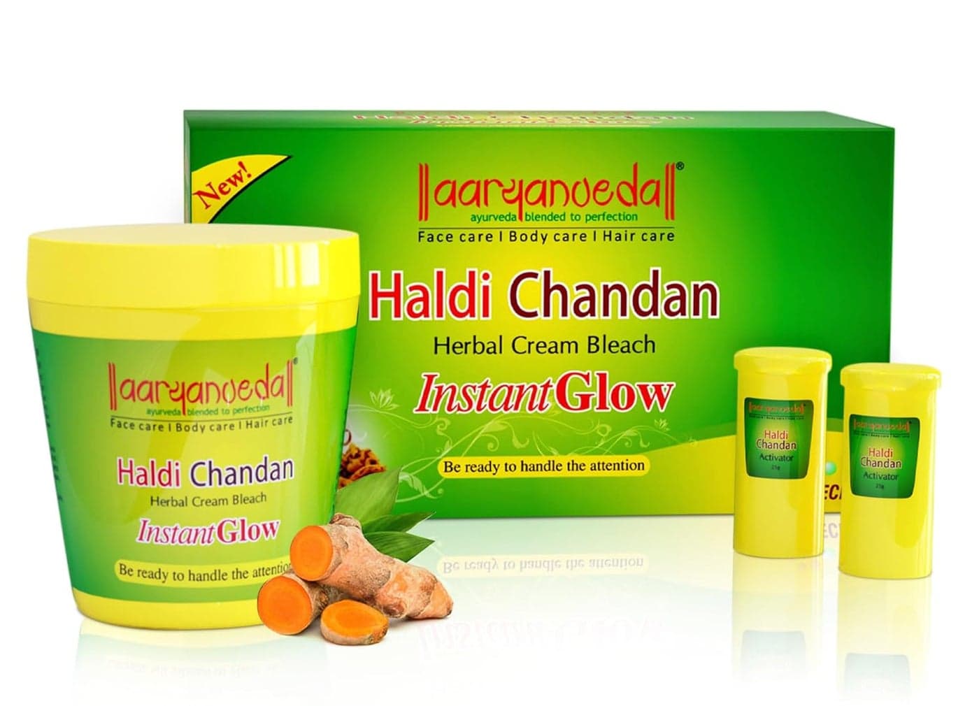 Aryanveda Haldi Chandan Herbal Bleach Cream 250g for face and body Radiant Skin Natural Glowing Fairness Tan Removal Glowing Skin Beautiful Skin Suitable for All Skin Types For Men and Women