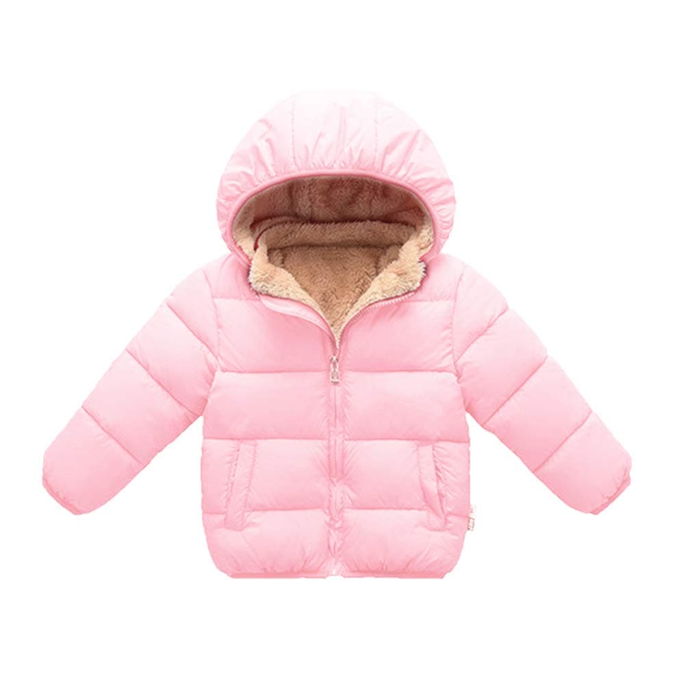 Toddler Baby Hooded Down Jacket Boys Girls Kids Thicken Warm Winter Coat Outerwear 17t Pink 1824 Months