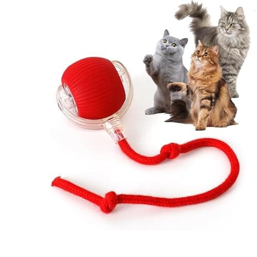 Rocfish Durable Interactive Cat Toys for Indoor Cats Smart Automatic Cat Chase Ball Toy Upgraded Speedy Tail Kitten Toy for Bored Indoor Adult Pets Red