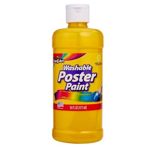 CraZArt Washable Kids Paint Yellow 16oz 1 Bottle NonToxic Art Painting Supplies for Toddlers Finger Painting Supplies for Kids Hand Painting DIY Crafts