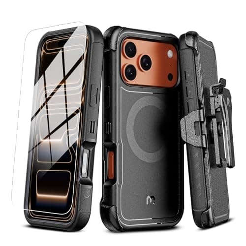 M MYBAT PRO For iPhone 17 Pro Max Case with Belt Clip Holster Maverick Series 17 Pro Max CaseCompatible with MagsafewScreen ProtectorAntiDropwith 360Rotating KickstandHeavy Duty Protection