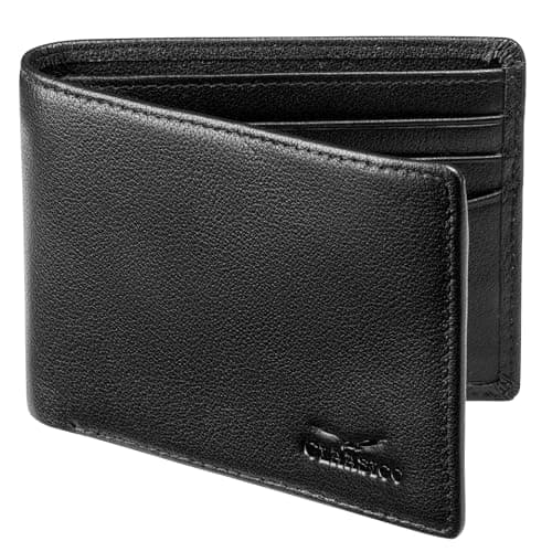 Claasico Men’s Bifold Wallet for Men – Genuine Leather RFID Wallet, Slim Billfold Cardholder w/ID Window – Gift Box Included