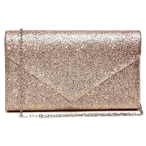 Dasein Women Glitter Evening Bags Formal Clutches Wedding Purses Party Dressy Clutch Purse Cocktail Prom Handbags (Champagne Gold)