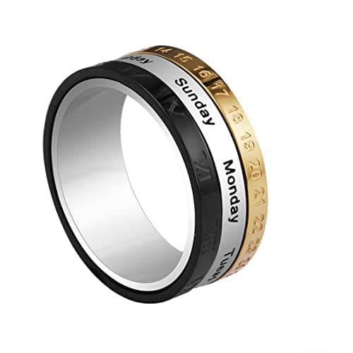 Yellow Chimes Multicolor Toned Ring For Men | Pack of 1 Stainless Steel Band Ring | Multicolor Revolving Calender Finger Ring for Boys | Ideal Gift For Men and Boys