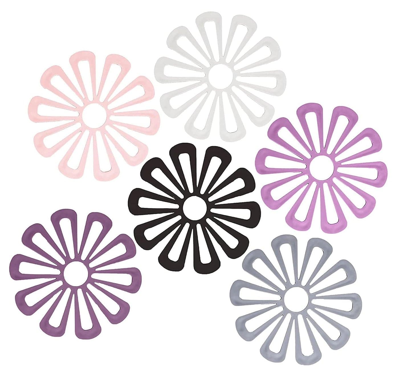 Silicone Trivet Mat Pack of 6 | Heat Resistant Non-Slip Pot Holder Pads with Hollow Design | Heat Insulation Mats for Kitchen Countertop & Dining Table | Multicolour