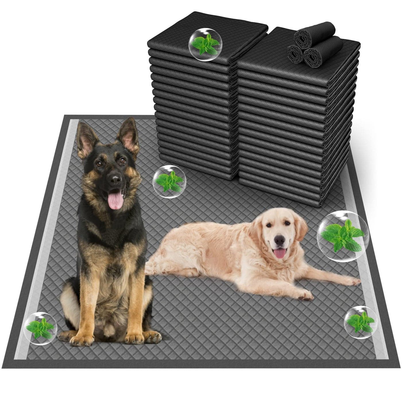 Boscute Charcoal Super Absorbency Puppy Pads Activated Carbon OdorControl XXXL 36x36 LeakProof Pet Training Pee Pads Disposable Potty Pads for Dogs Cats Rabbits