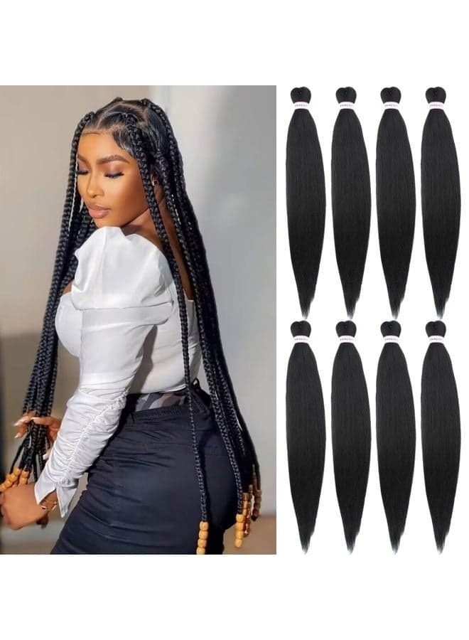 Braiding Hair,26 Inch 8 Packs Long Pre Stretched Braiding Hair,Professional Synthetic Prestretched Crochet Braids Hair Extension,Itch Free Hot Water Setting Yaki Texture (26 Inch, 1B)