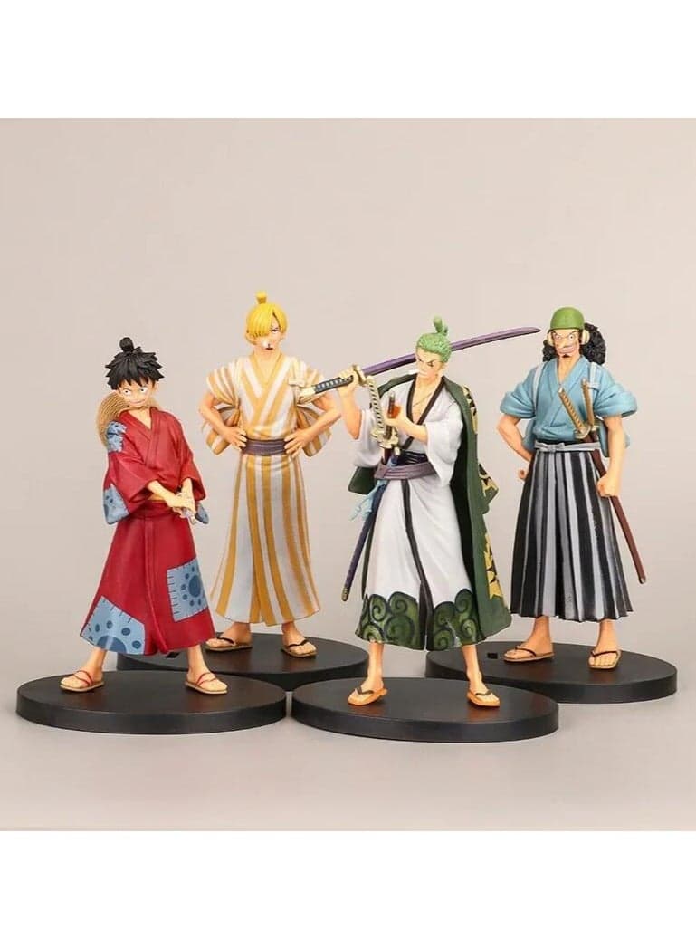 4pc 18cm One Piece Anime Figure Luffy Zoro Chopper Nami Action Figure Land of Wano Toys