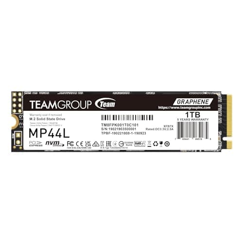 TEAMGROUP MP44L 1TB SLC Cache NVMe 14 PCIe Gen 4x4 M2 2280 LaptopDesktop SSD RW Speed up to 50004500MBs TM8FPK001T0C101