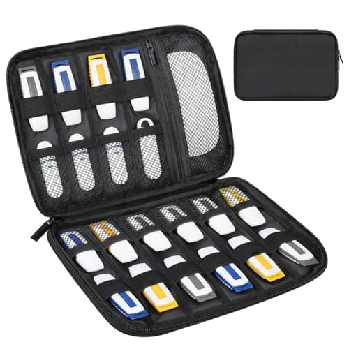 Lacdo USB Flash Drive Case Thumb Drive Holder Case Organizer Portable Electronic Accessories Storage Bag for SanDiskSamsungSamData USB Flash Drives Jump Drive Memory Stick Cable SD Card Black