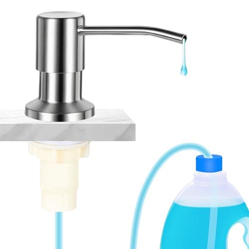 Cejiuga Soap Dispenser for Kitchen Sink, Upgrade Built in Sink Soap Dispenser Brushed Nickel, Countertop Sink Soap Dispenser Pump with 47" Extension Tube kit, No Need More Refills