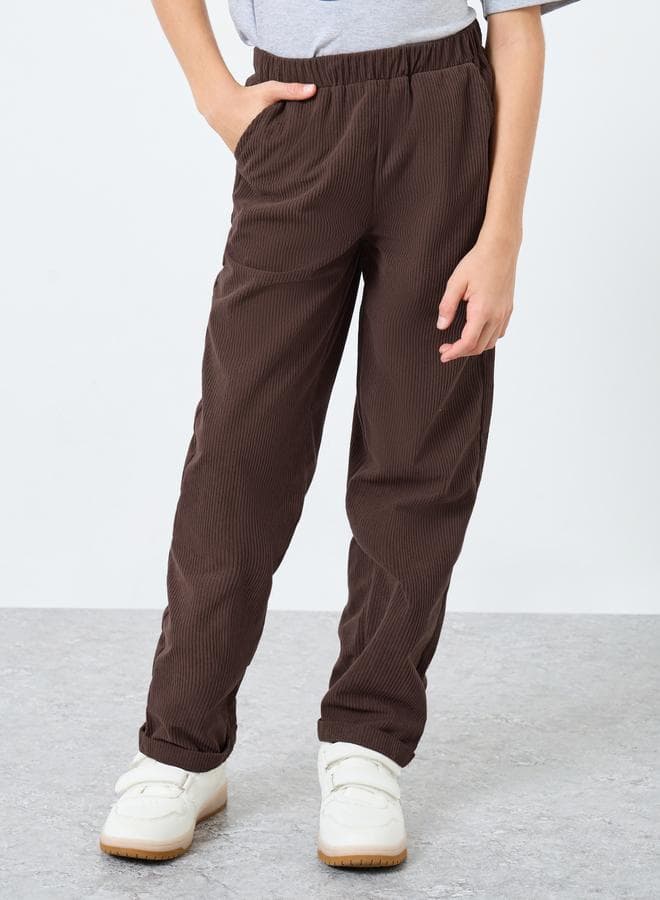 Teens Brown Corduroy Straight Leg Pants