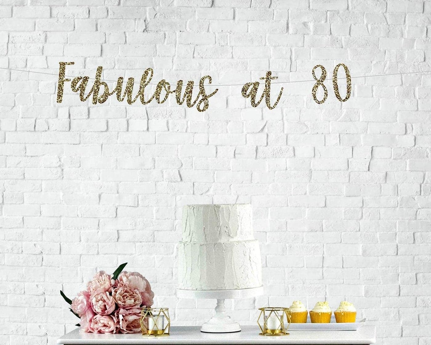Festiko®Fabulous at 80 Banner 80th Birthday Party 80th Anniversary 80th Birthday Sign 80th Birthday Decor Glitter Banner 80th Party Banner