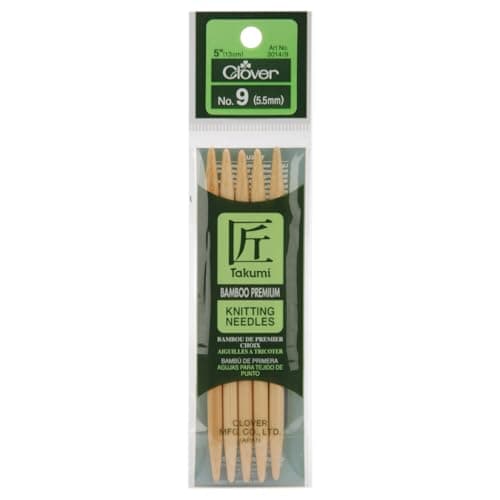 Clover NOM073937 Takumi Bamboo Double Point Knitting Needles 5 5 Per Pack Size 955mm