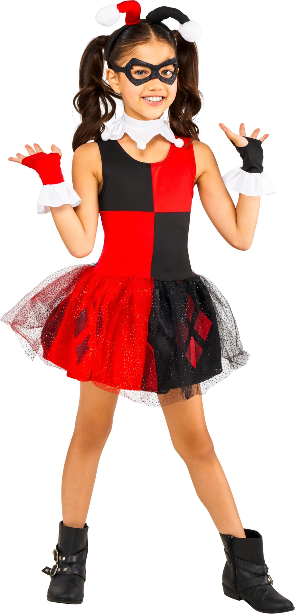 Rubies DC Comics Villains: Harley Quinn Costume Tutu Dress for Kids, Girl's Small