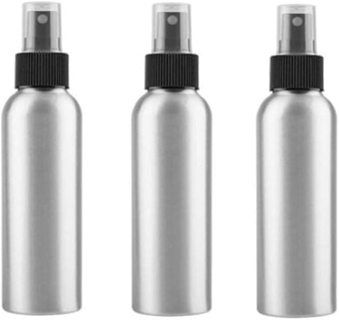 3 Pcs Aluminum Fine Mist Spray Bottle with Black Pump Sprayer Empty Sample Atomizer Containers for Essential Oils Perfume Aromatherapy Makeup Water size 120ml/4oz