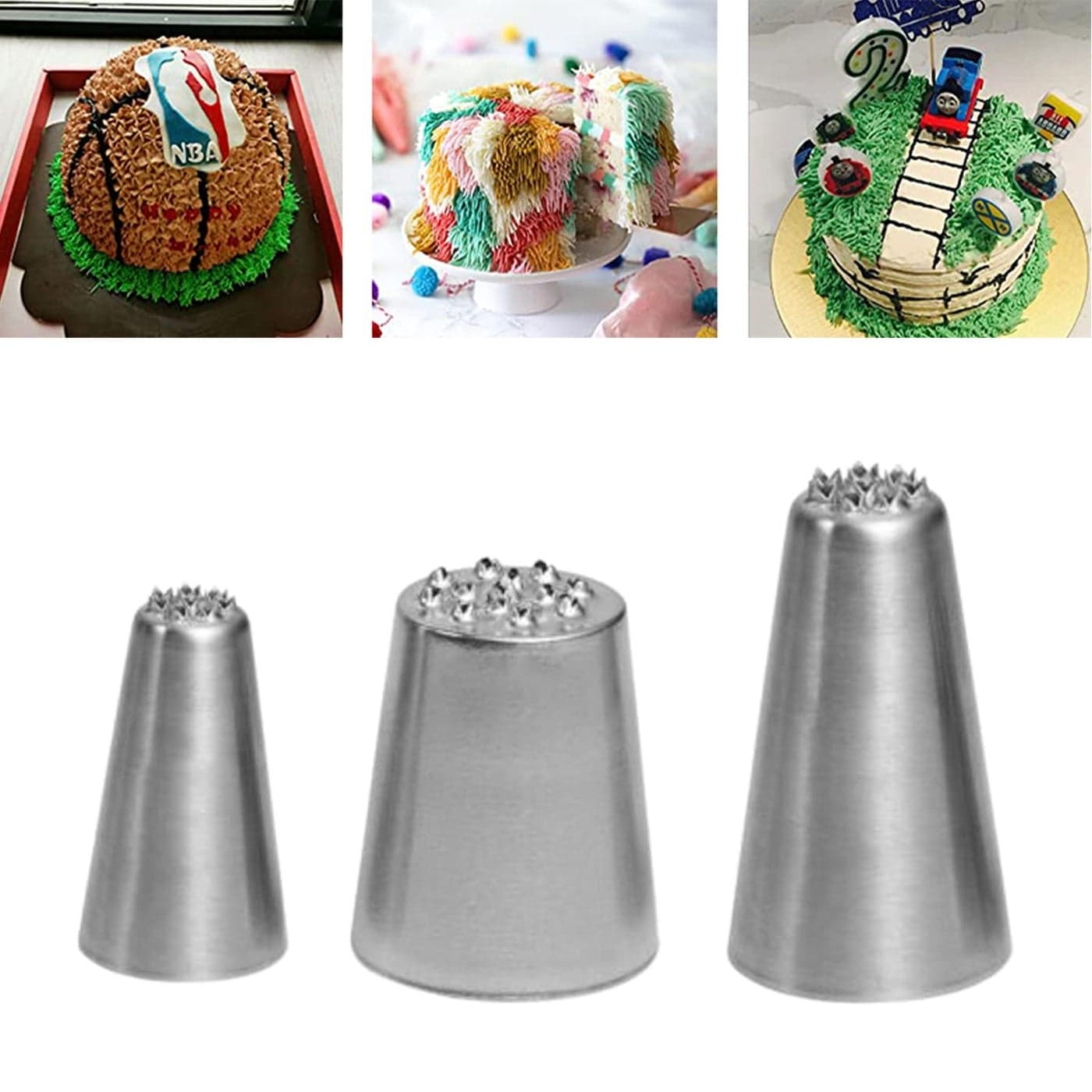 Suuker Grass Piping Tips Set 3 Pieces Grass Piping Tips for Cake Decorating Grass Tip for Cake Decorating Frosting Piping Kit