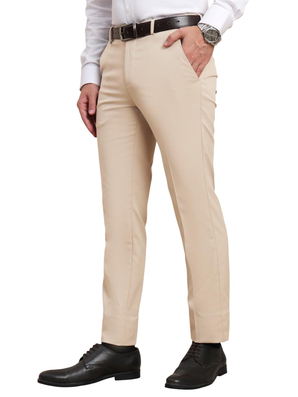 SaintX Men's Smart Classic Formal Slim Fit Trouser (SAINTR07_Regal Fawn