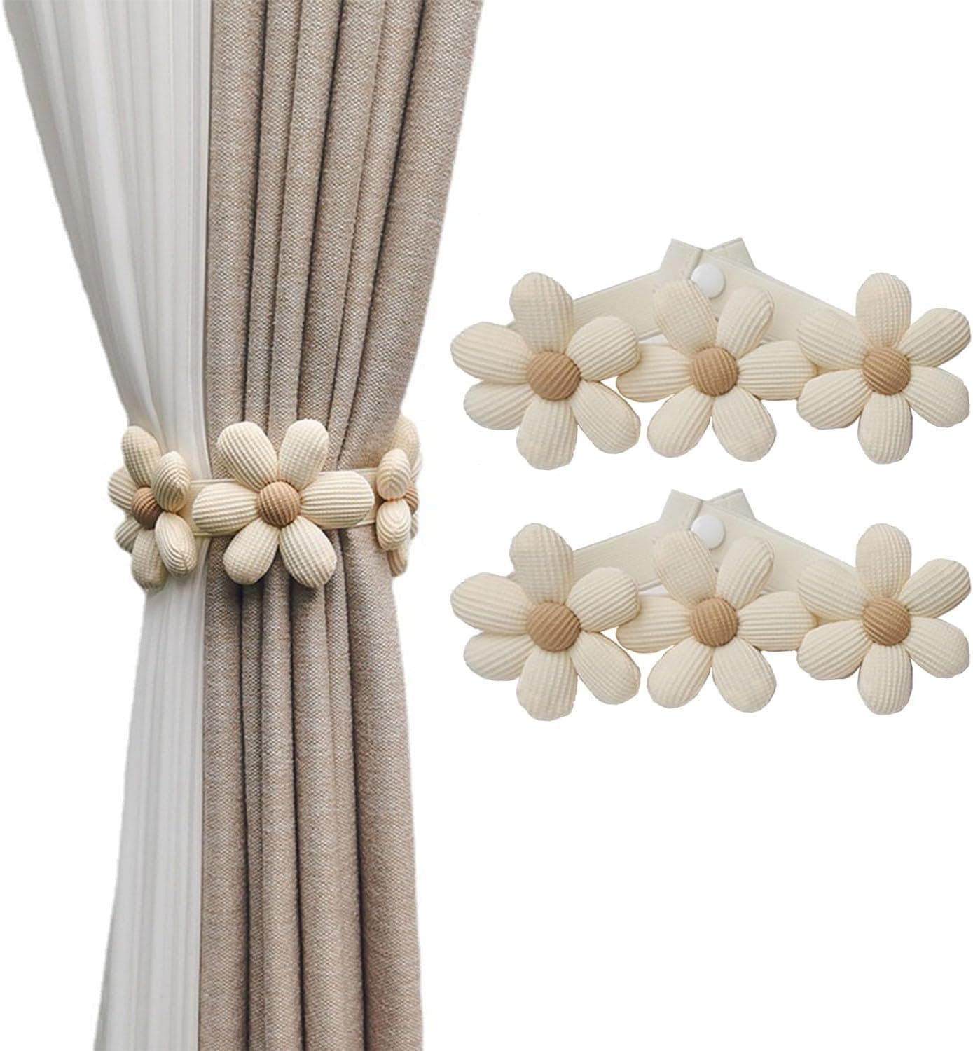 HomeCloud Curtain Tiebacks Curtains Tied Rope for Home Drapes and Curtain Decor Curtain Tiebacks Holders,for Home Hotel Office Window Curtain Accessories (2 Pcs,Beige)