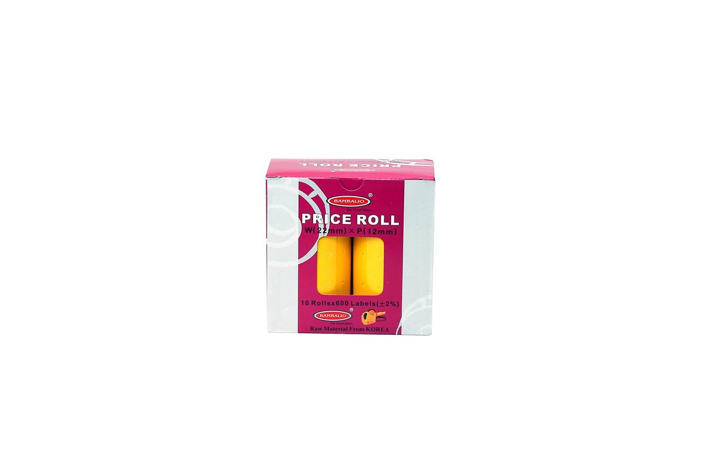 Bambalio BLR-YP(B) Price Label Roll Yellow Colour Plain Label (Box Pack) Compatible with All Single Line Labeling Machines Pack of 10 Rolls