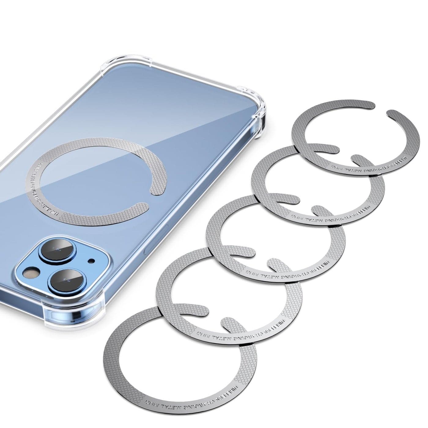6PCS 3M Adhesive Metal Ring for Phone Case Cover, Thin Mag Safe Sticker Metallic Plate for iPhone15 14 13 Pro Max Mini Sticky Round Piece for MagSafe Magnetic Wireless Charger Grip Holder Card Wallet