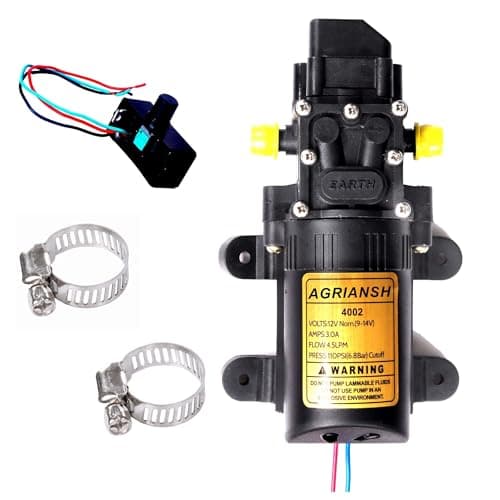 Agriansh Heavy Duty 12V DC Battery Operated Water Pump Motor with Stainless Steel Clamps & Regulator, Ideal for Agricultural & Gardening Use