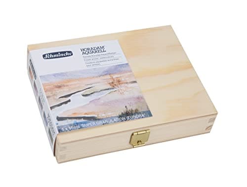 Schmincke - HORADAM® AQUARELL, Super-Granulation Set Tundra, 5 x 15 ml tubes, 74 850 097, wooden box, very strong granulating colors, finest, supergranulating watercolors
