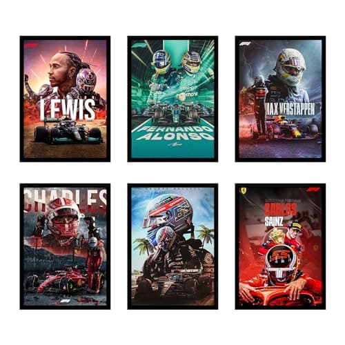 CodersParadise Paper F1 Vol.2 Wall Poster Frames - Pack Of 6 | 8 X 12Cm (A4 Size) | Aesthetic Artwork Framed Posters | Framed Posters For Living Room, Bedroom
