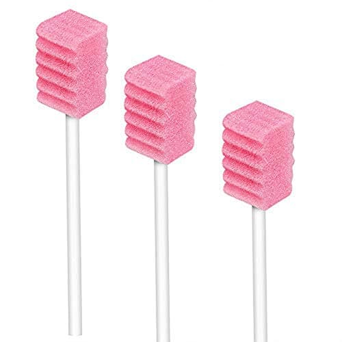 (100 Pack) Disposable Oral Swabs, Sterile Dental Sponge Swabsticks Unflavored for Mouth or Gum Cleaning - Sponge and Paper Rod.