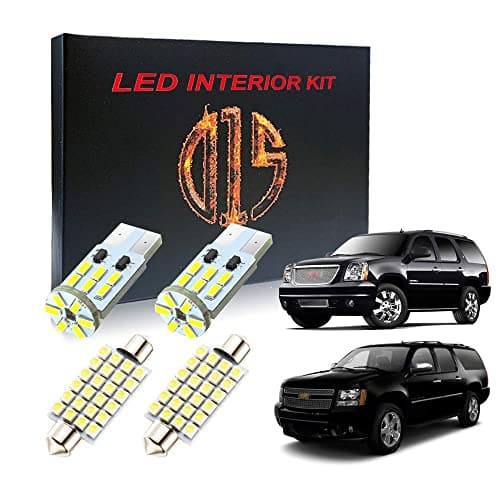 D15 Lighting LED Interior Light Kit for Chevy Tahoe Suburban GM Yukon 2000-2014 6000k White Map Dome Visor Puddle License Plate Bulbs (16 Pieces)