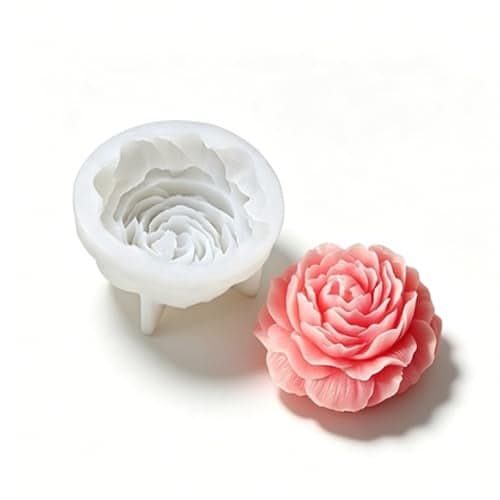 ZJSTRO 1 Pack Peony Candle Molds for Candle MakingMoldes para Velas Flower Molds Silicone Candle Molds for DIY Scented Candle Handmade SoapBath Bombs Soy Wax Cake Resin Casting Craft Making