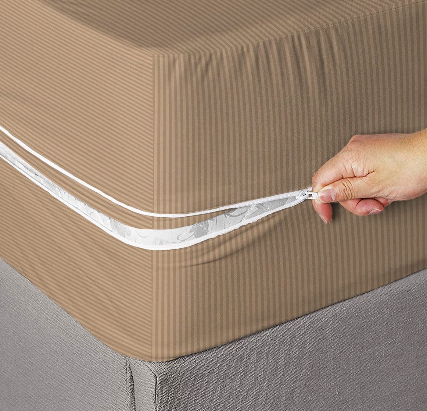 BSB HOME® Premium Cotton Mattress Cover/Protector with Zipper Chain| Available in Provides All Around Protection with 360° Encasing |72"x36" (6x3 ft) - Pack of 1 - Beige