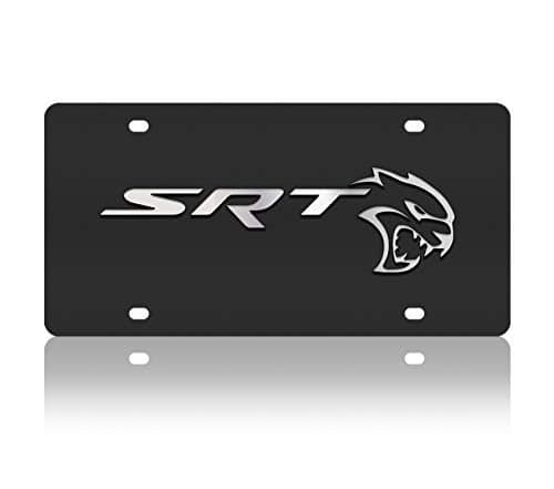 Eurosport Daytona- Compatible with -, SRT with Hellcat Logo Carbon Steel License Plate